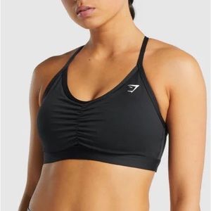 Gymshark black ruched training bra (size xs)